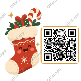 Christmas Stocking artwork with a customizable QR code area