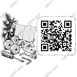 Christmas Toy Assembly Cluster artwork with a customizable QR code area