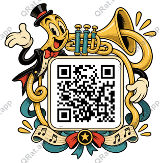 Toy Trumpet Maestro Frame artwork with a customizable QR code area