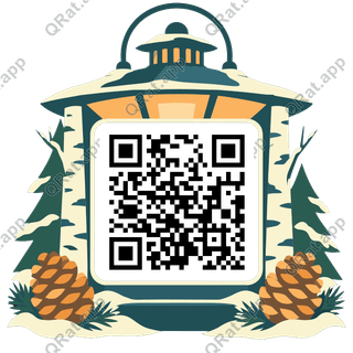 Winter Lantern Travel-Poster Frame artwork with a customizable QR code area