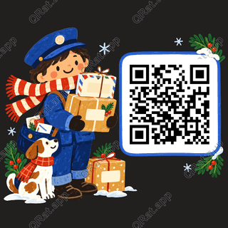 Winter Mail Carrier artwork with a customizable QR code area