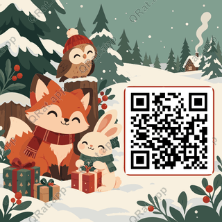 Winter Woodland Friends artwork with a customizable QR code area