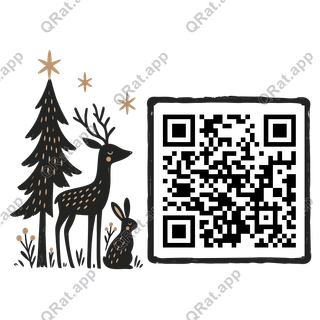 Woodland Animals Folk-Sketch Cluster artwork with a customizable QR code area