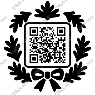 Wreath Ribbon artwork with a customizable QR code area