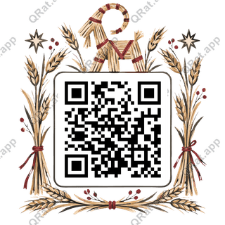 Yule Goat & Wheat Folk Frame artwork with a customizable QR code area