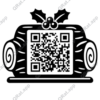 Yule Log artwork with a customizable QR code area
