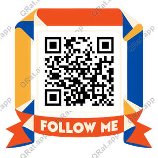 Folded Ribbon Follow Me artwork with a customizable QR code area