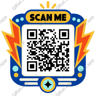 Lightning Badge Scan Me artwork with a customizable QR code area