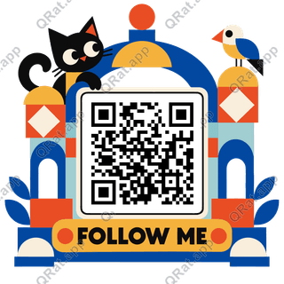 Stacked Blocks Follow Me artwork with a customizable QR code area