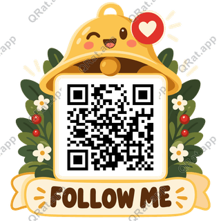 Notification Bell Follow Me artwork with a customizable QR code area