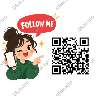 Phone Hand Follow Me artwork with a customizable QR code area
