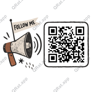 Folk Megaphone Follow Me artwork with a customizable QR code area