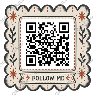 Folk Stamp Follow Me artwork with a customizable QR code area