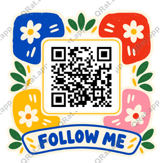 Color Blocks Follow Me artwork with a customizable QR code area