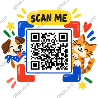 Confetti Corners Scan Me artwork with a customizable QR code area