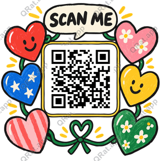 Heart Chain Scan Me artwork with a customizable QR code area