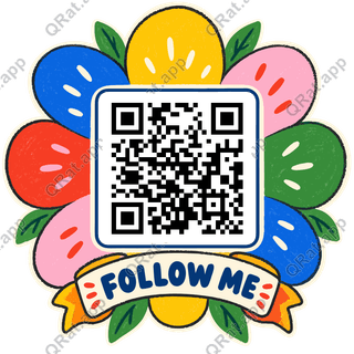 Petal Badge Follow Me artwork with a customizable QR code area