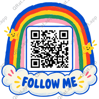 Rainbow Arch Follow Me artwork with a customizable QR code area