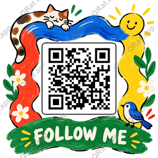 Wavy Stripe Follow Me artwork with a customizable QR code area