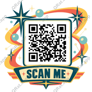 Atomic Starburst Scan Me artwork with a customizable QR code area