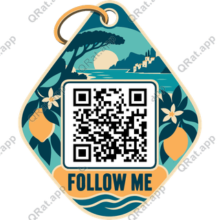 Key Tag Follow Me artwork with a customizable QR code area