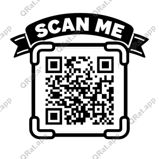 Arched Ribbon Scan Me artwork with a customizable QR code area