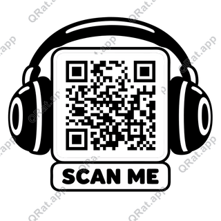 Headphones Scan Me artwork with a customizable QR code area