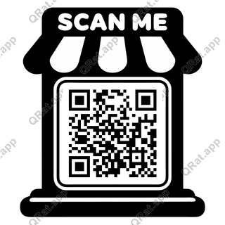 Storefront Awning Scan Me artwork with a customizable QR code area