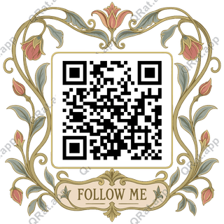 Vine Heart Follow Me artwork with a customizable QR code area