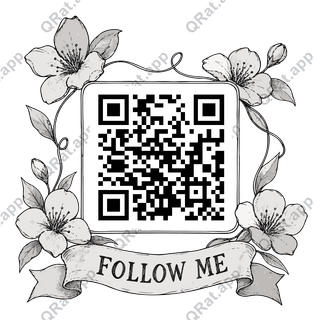Pen-Wash Floral Wire Follow Me artwork with a customizable QR code area
