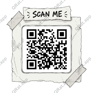 Pen-Wash Paper Label Scan Me artwork with a customizable QR code area
