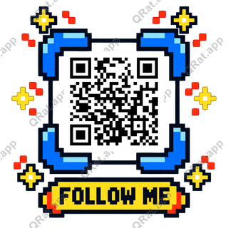 Pixel Brackets Follow Me artwork with a customizable QR code area