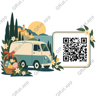 Easter Egg Truck artwork with a customizable QR code area