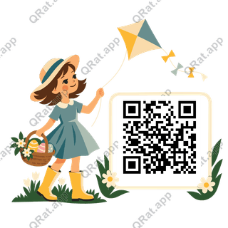 Spring Kite Walk artwork with a customizable QR code area