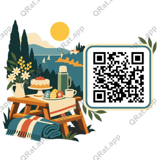 Easter Picnic Table artwork with a customizable QR code area