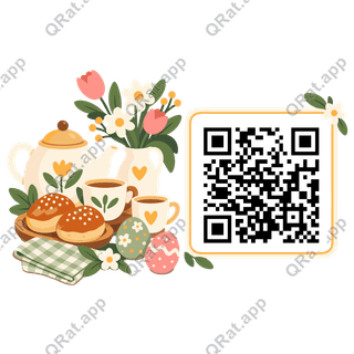 Modern Easter Brunch artwork with a customizable QR code area