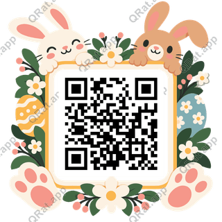 Abstract Bunny Frame artwork with a customizable QR code area