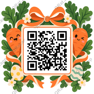 Carrot Ribbon Frame artwork with a customizable QR code area