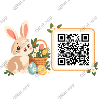 Pet Rabbit and Basket artwork with a customizable QR code area