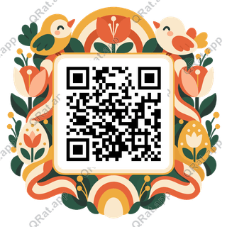 Spring Blocks Frame artwork with a customizable QR code area