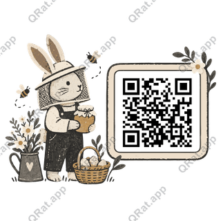 Beekeeper Rabbit artwork with a customizable QR code area