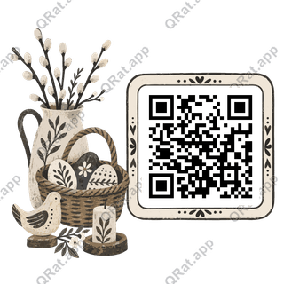 Cabin Easter Basket artwork with a customizable QR code area