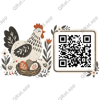 Mother Hen and Chicks artwork with a customizable QR code area