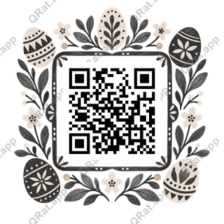 Folk Painted Egg Frame artwork with a customizable QR code area