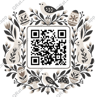 Woodland Easter Wreath artwork with a customizable QR code area