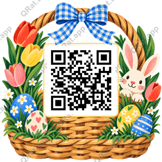 Easter Basket Frame artwork with a customizable QR code area