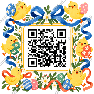 Chick Parade Frame artwork with a customizable QR code area