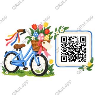 Easter Flower Bicycle artwork with a customizable QR code area