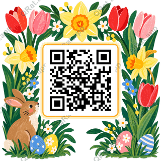 Tulip Arch Frame artwork with a customizable QR code area