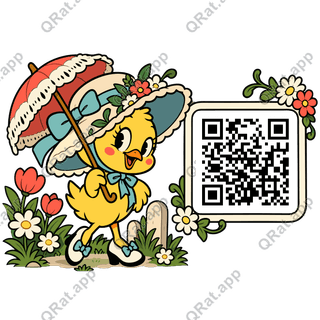 Bonnet Chick artwork with a customizable QR code area